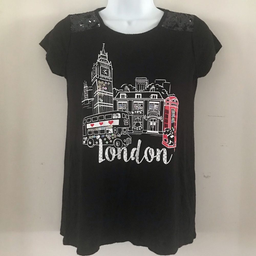 Justice Short Sleeve Tee London Sequin Details